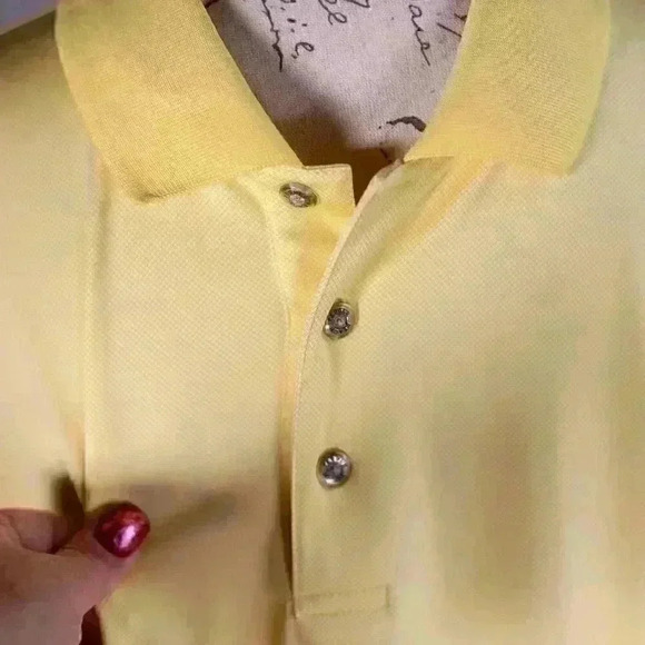 Pebble Beach Performance Size XXL Yellow 1/4 button embroidered back polo golf - Picture 4 of 10